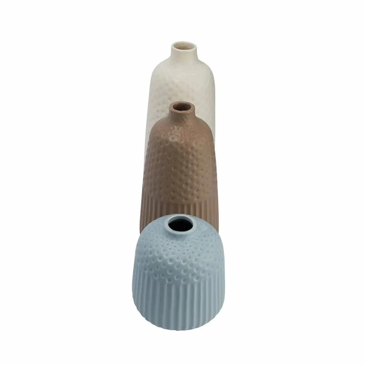 Debossed Stoneware Vases with Matte Glaze - Image 5